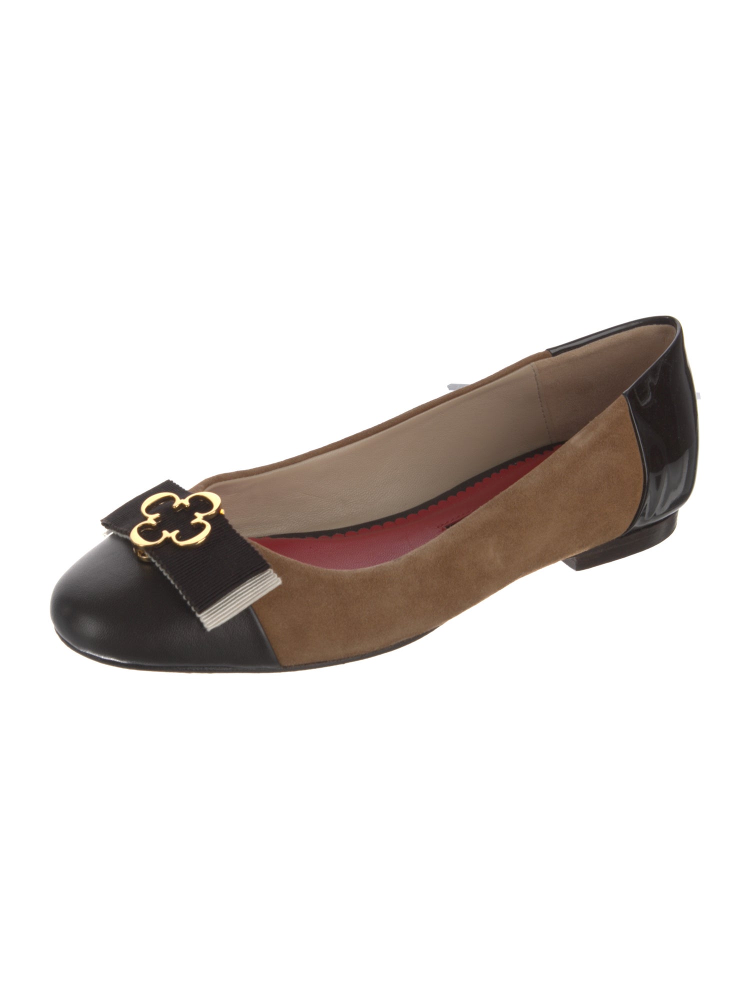 CH Carolina Herrera Suede Grosgrain Trim Ballet Flats