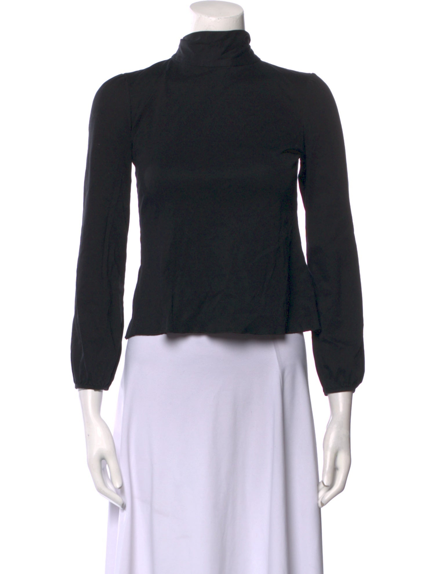 CH Carolina Herrera Mock Neck Three-Quarter Sleeve Crop Top