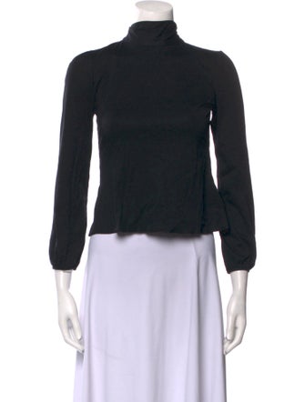 CH Carolina Herrera Turtleneck Three-Quarter Sleeve Crop Top