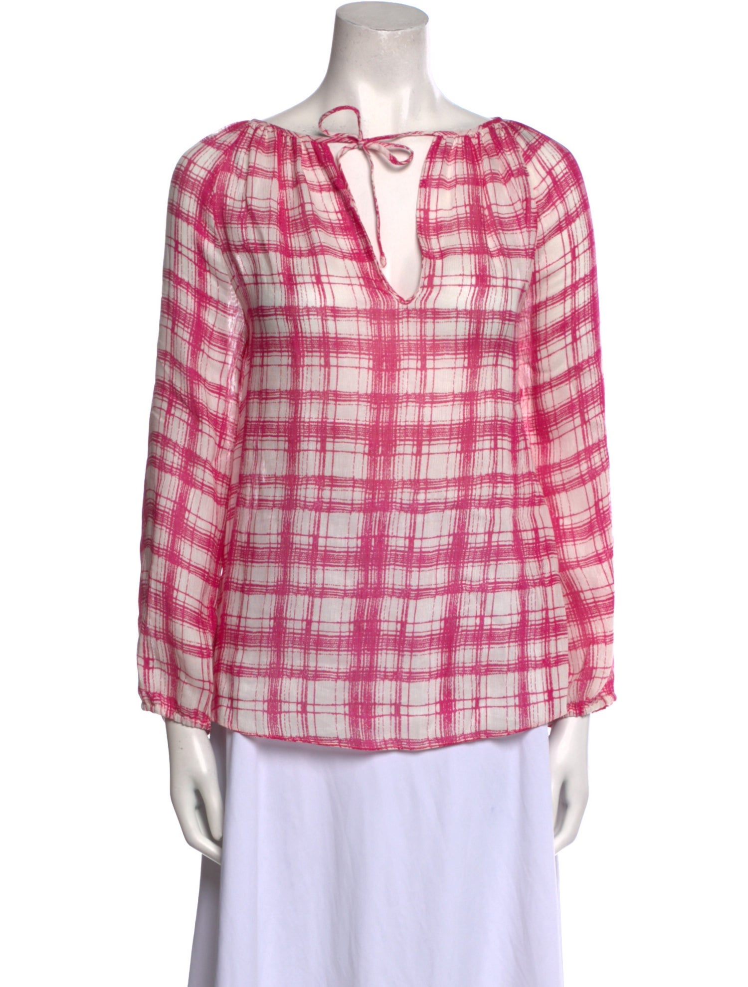 CH Carolina Herrera Silk Plaid Print Tunic