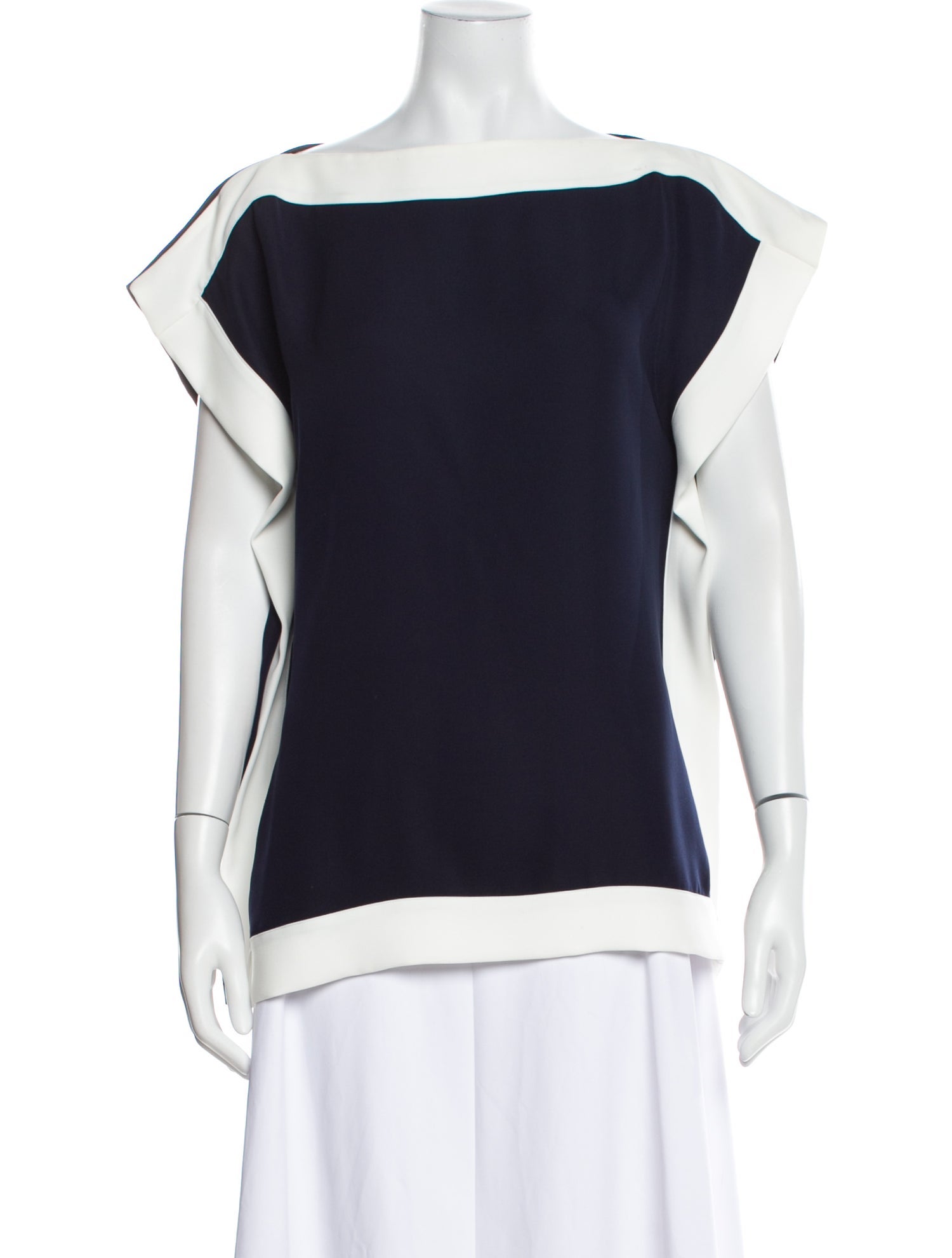 CH Carolina Herrera Bateau Neckline Short Sleeve Blouse