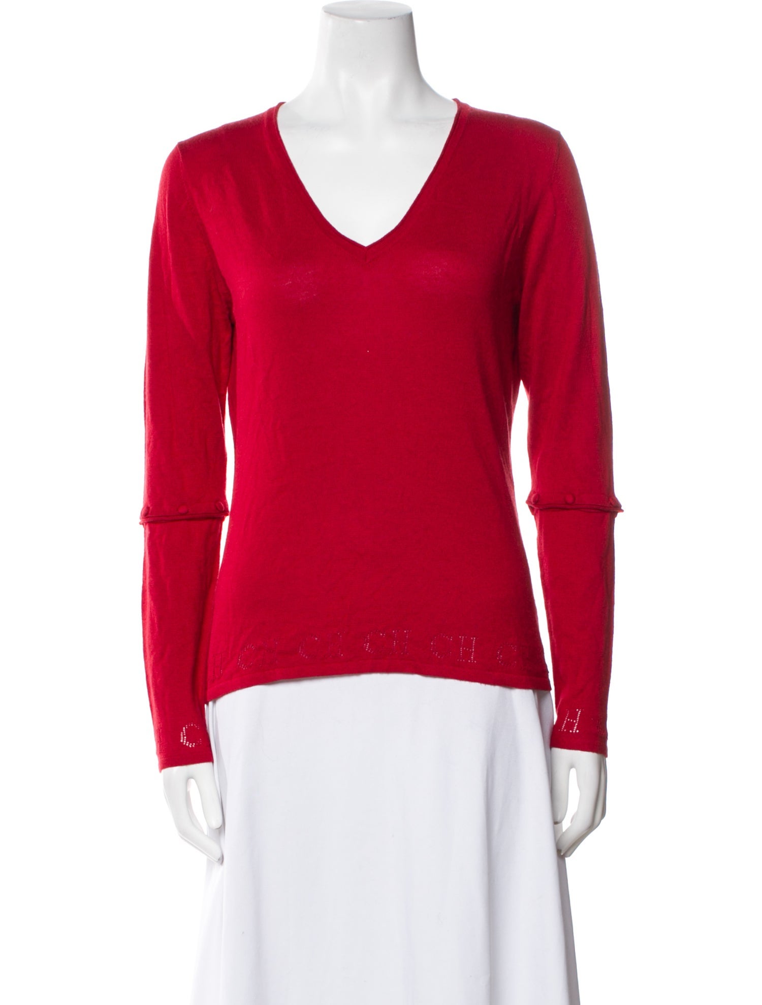 CH Carolina Herrera Silk V-Neck Sweater