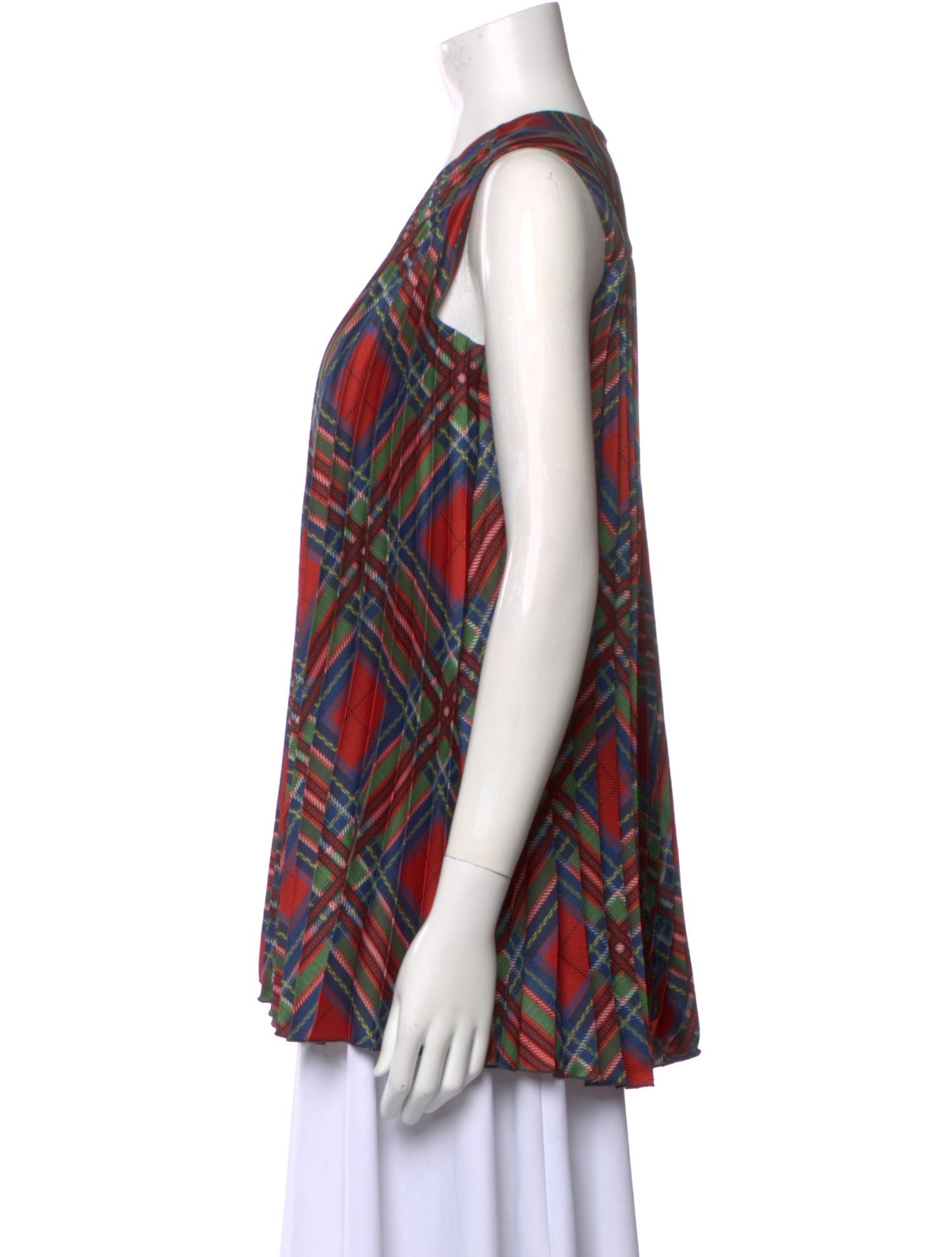 CH Carolina Herrera Plaid Print V-Neck Top