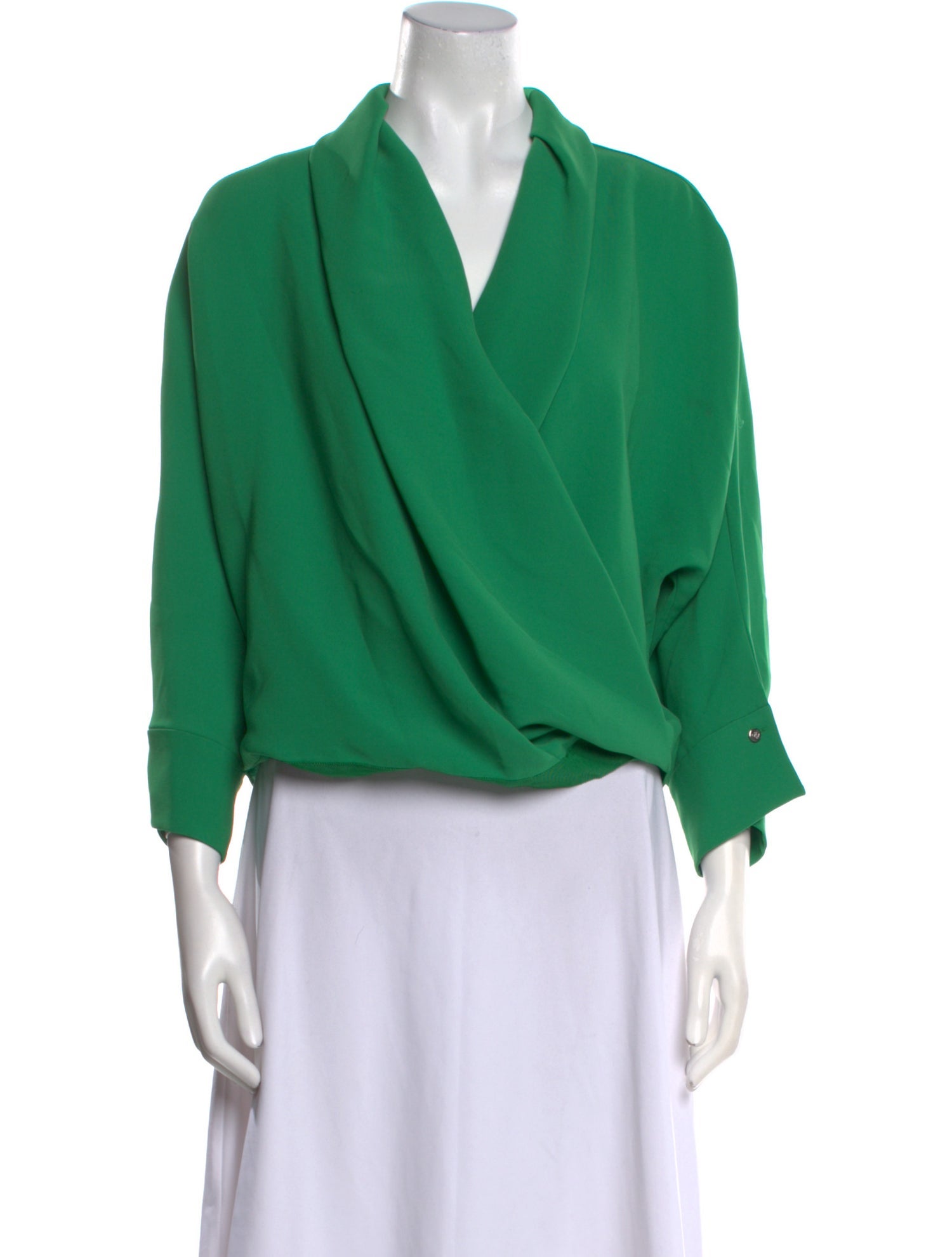 CH Carolina Herrera V-Neck Three-Quarter Sleeve Blouse