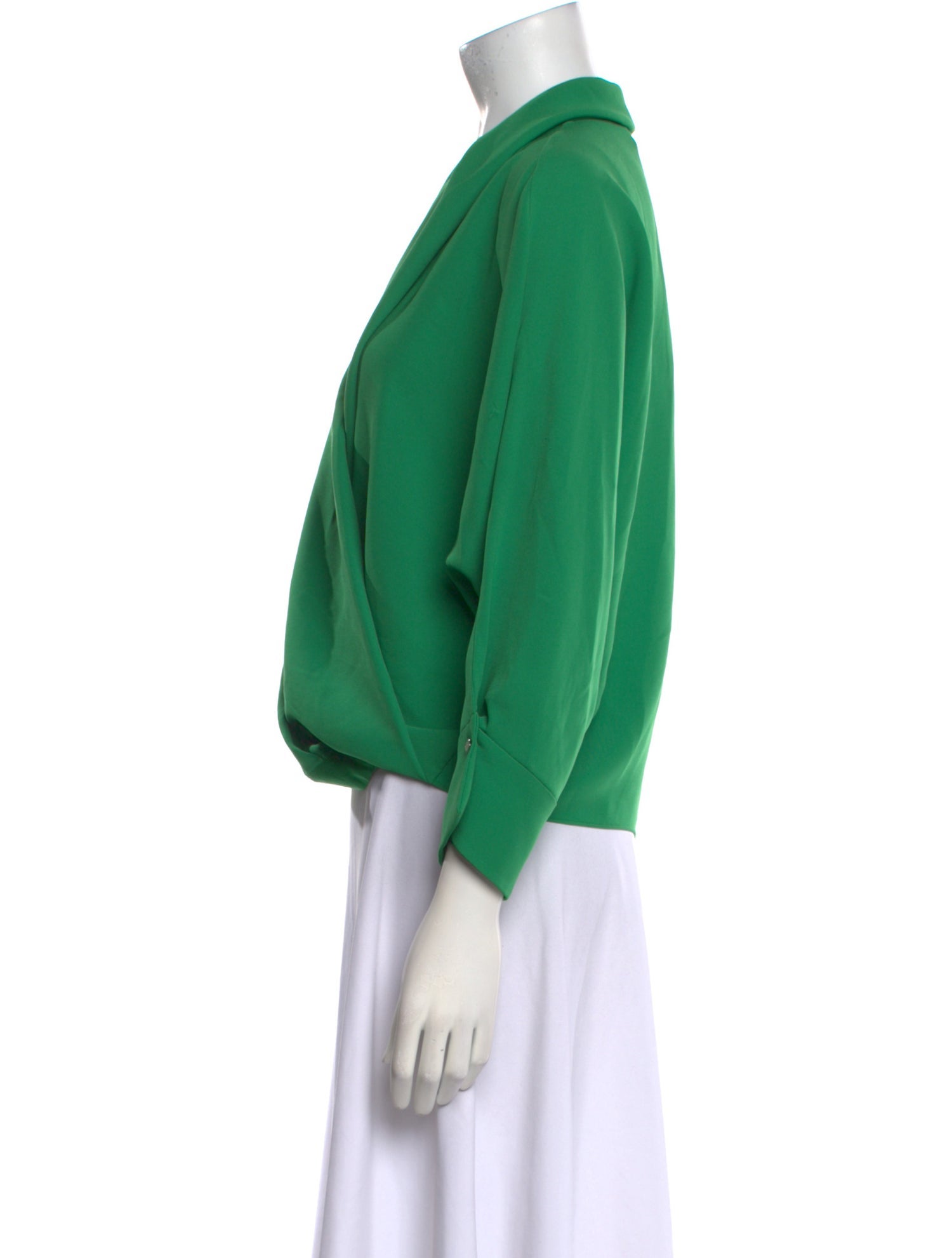 CH Carolina Herrera V-Neck Three-Quarter Sleeve Blouse
