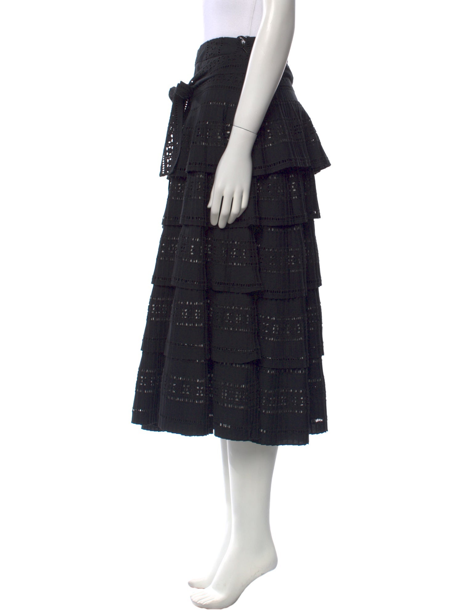 CH Carolina Herrera Lasercut Accents Midi Length Skirt