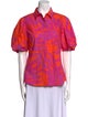 CH Carolina Herrera Printed Short Sleeve Button-Up Top