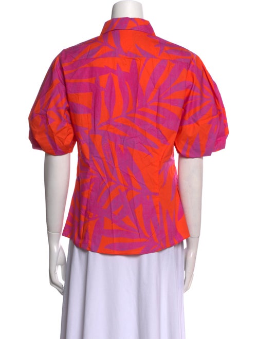 CH Carolina Herrera Printed Short Sleeve Button-Up Top