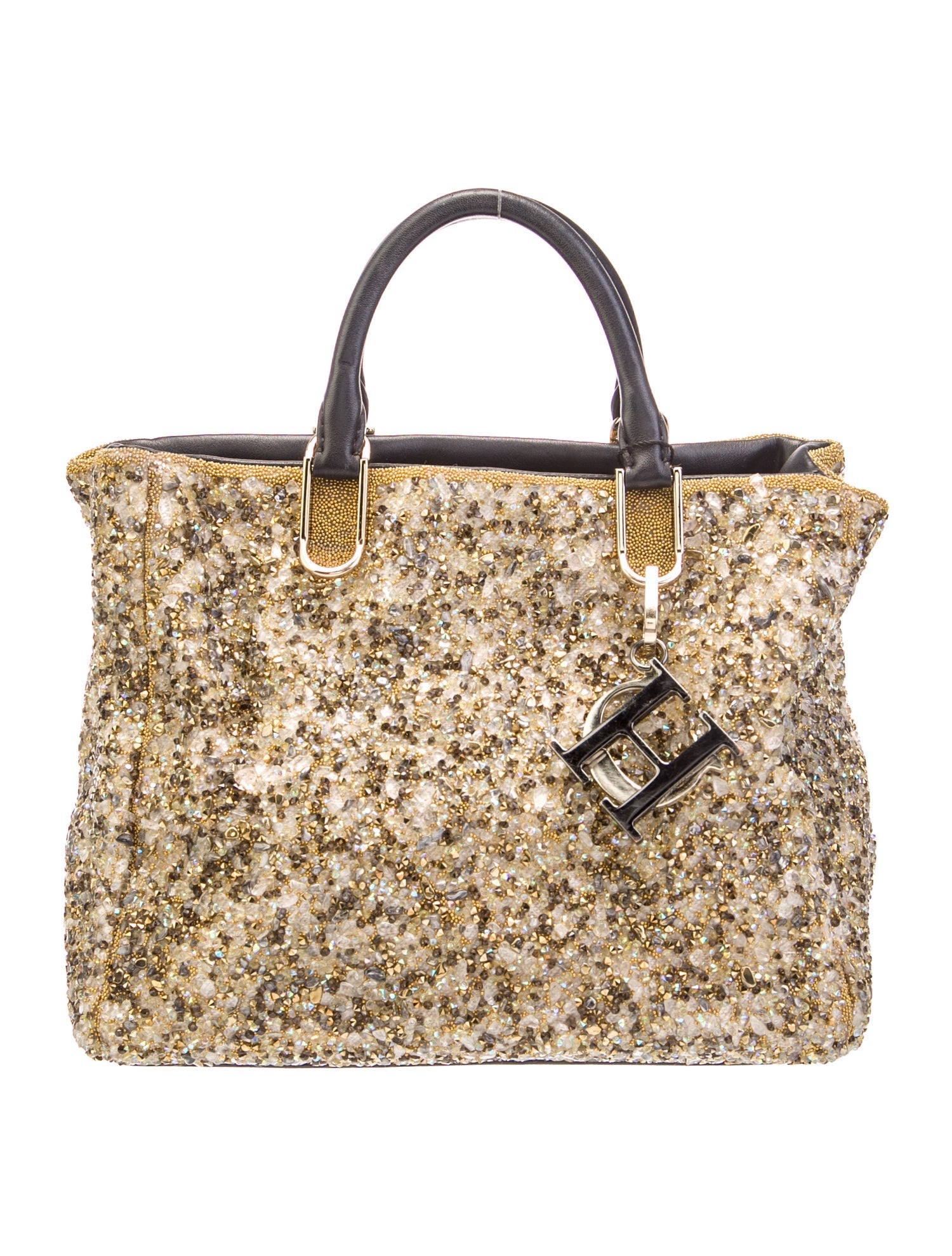 CH Carolina Herrera Crystal Top Handle Bag