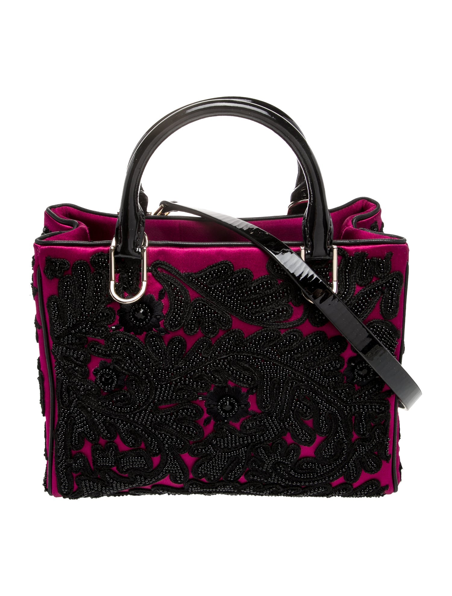 CH Carolina Herrera Velvet Top Handle Bag