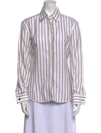 CH Carolina Herrera Striped Long Sleeve Button-Up Top