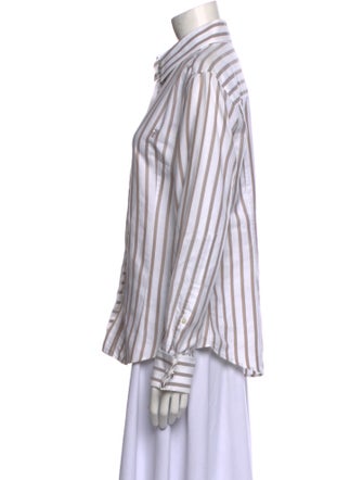 CH Carolina Herrera Striped Long Sleeve Button-Up Top