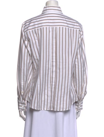CH Carolina Herrera Striped Long Sleeve Button-Up Top