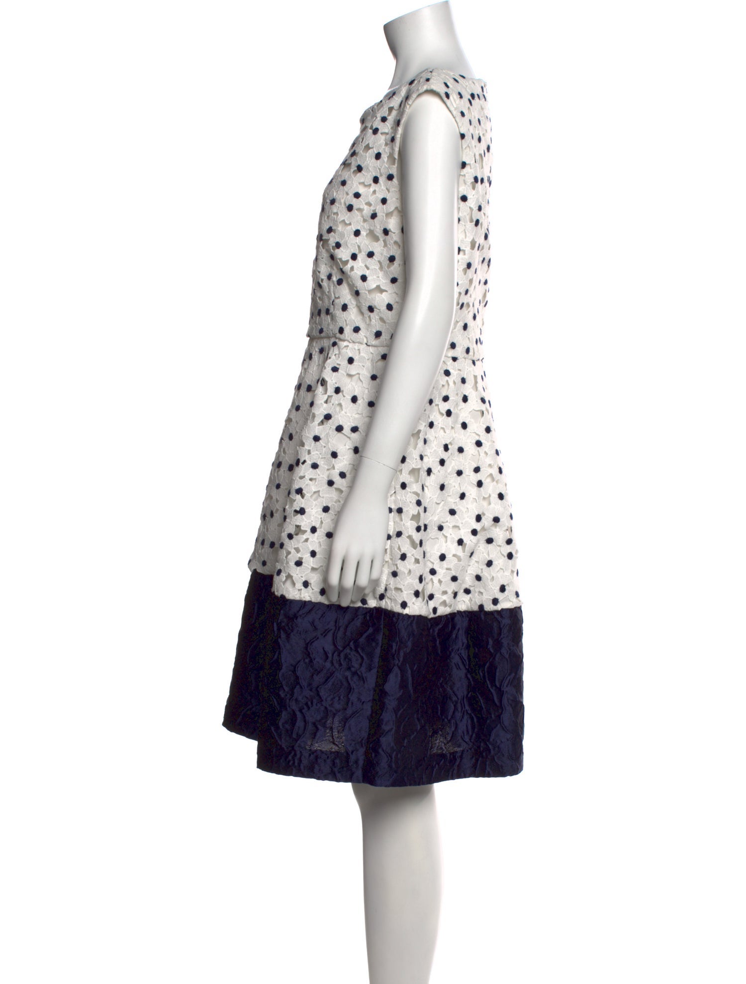 CH Carolina Herrera Polka Dot Print Knee-Length Dress