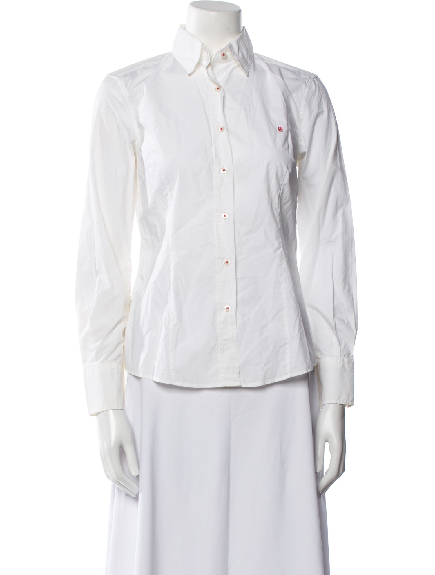 CH Carolina Herrera Three-Quarter Sleeve Button-Up Top