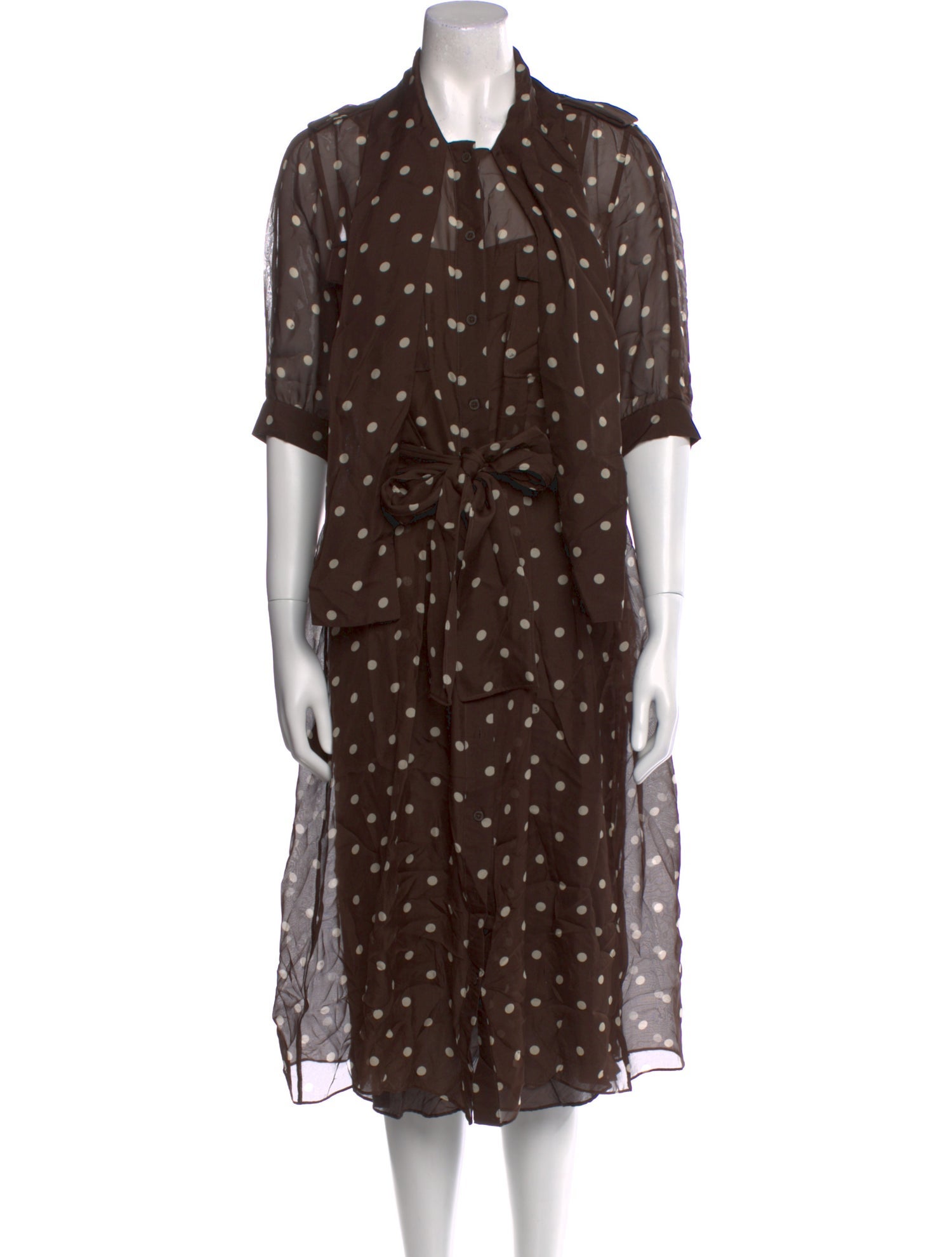 CH Carolina Herrera Polka Dot Print Midi Length Dress