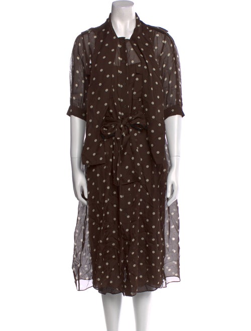 CH Carolina Herrera Polka Dot Print Midi Length Dress