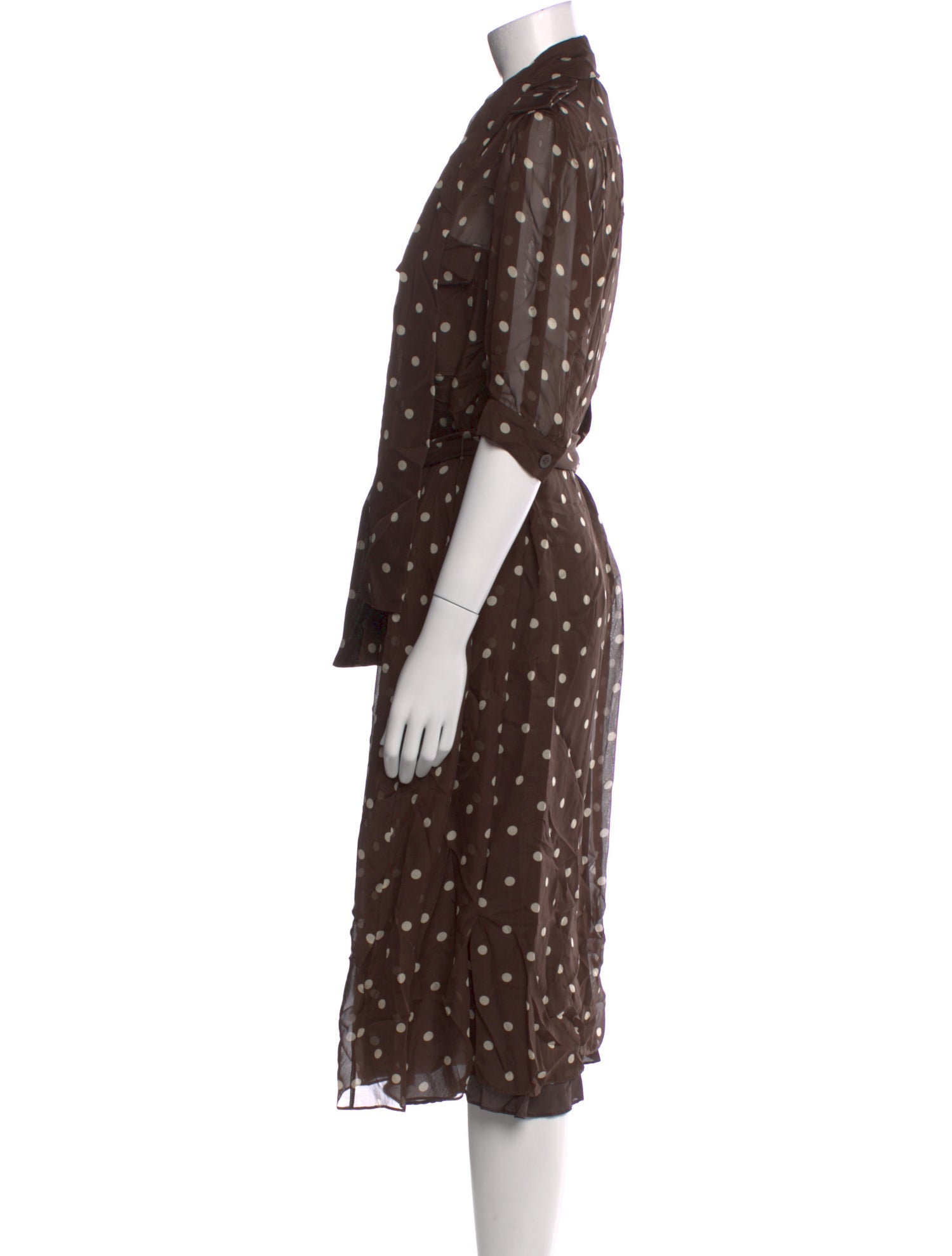 CH Carolina Herrera Polka Dot Print Midi Length Dress