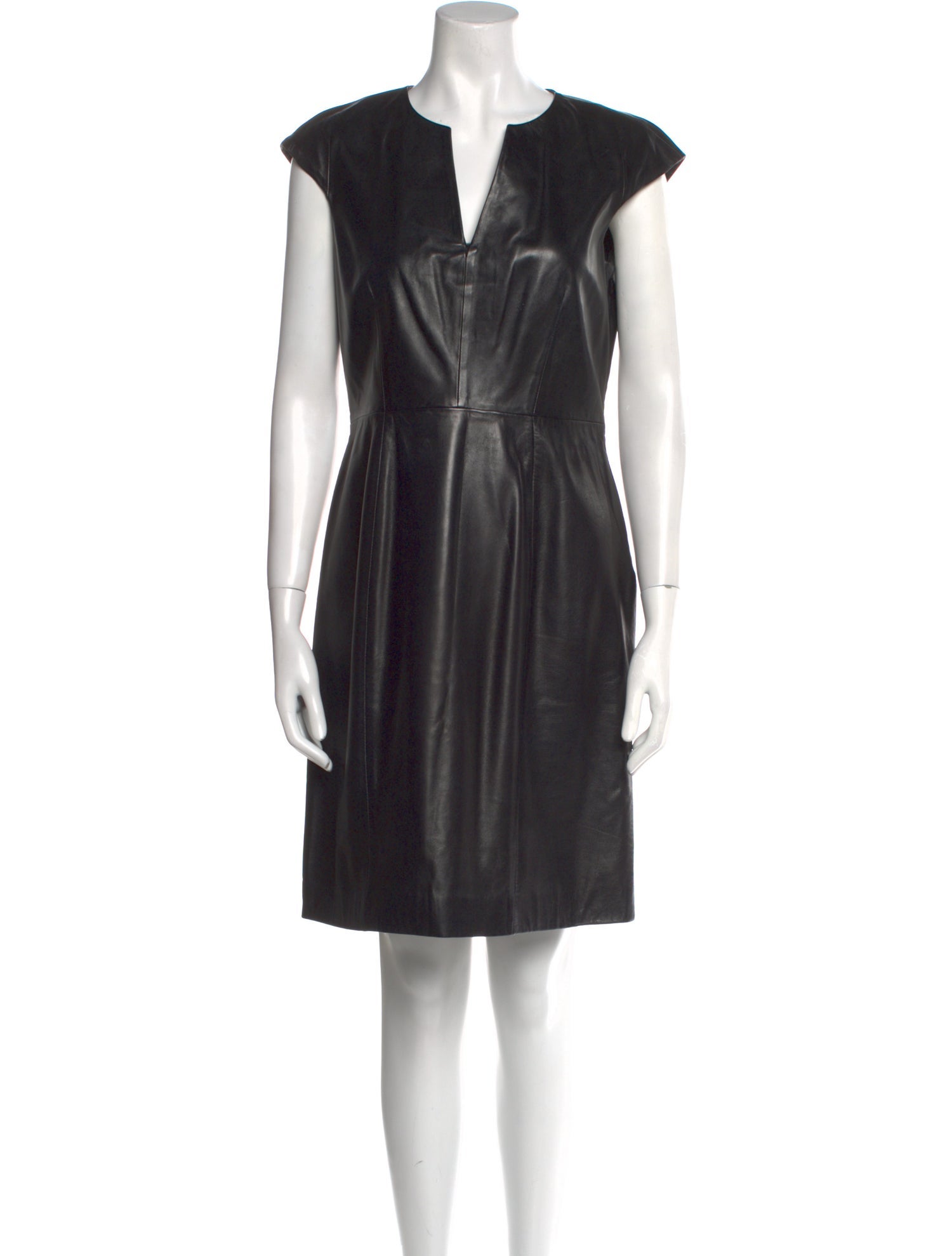CH Carolina Herrera Leather Knee-Length Dress