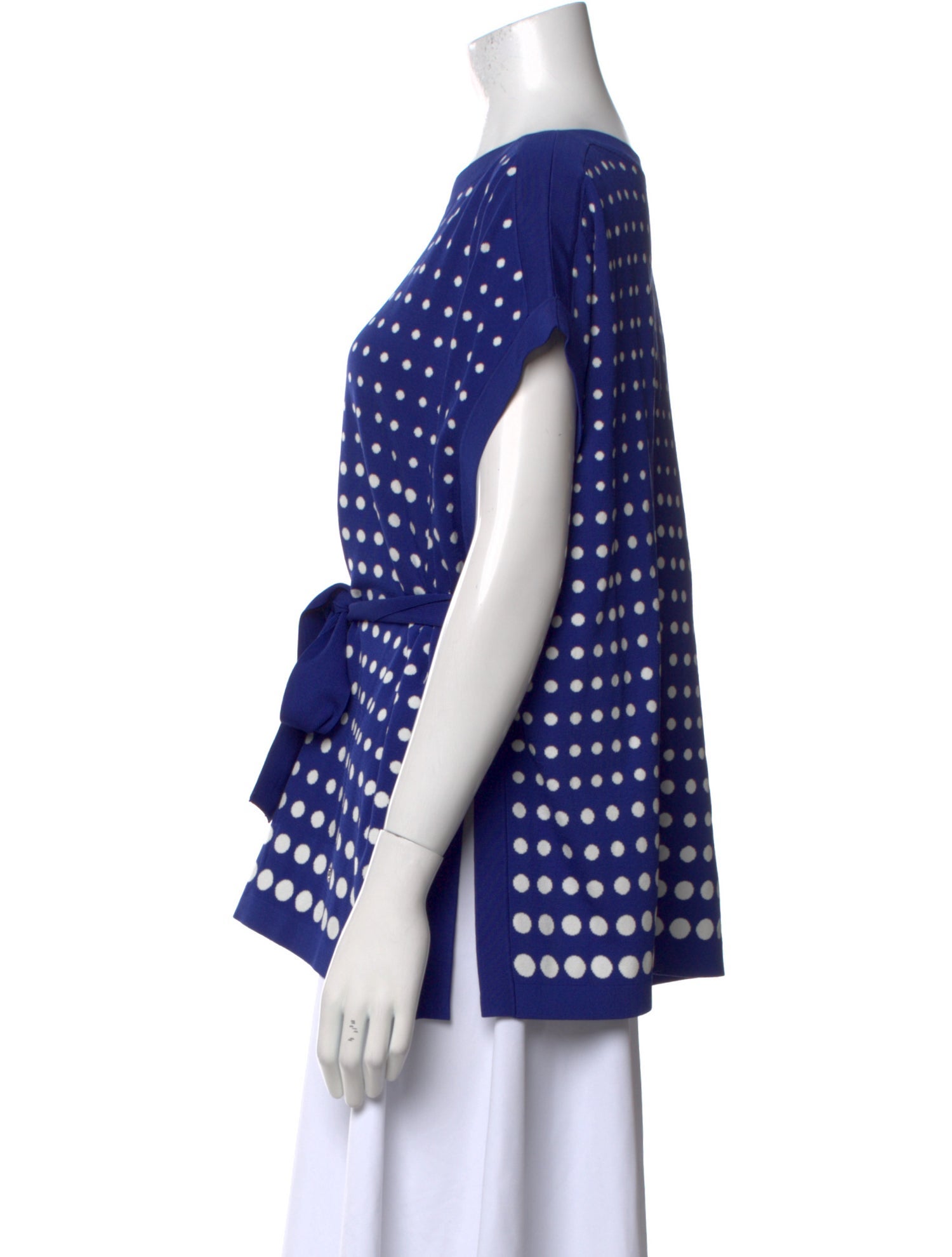 CH Carolina Herrera Polka Dot Print Scoop Neck Blouse