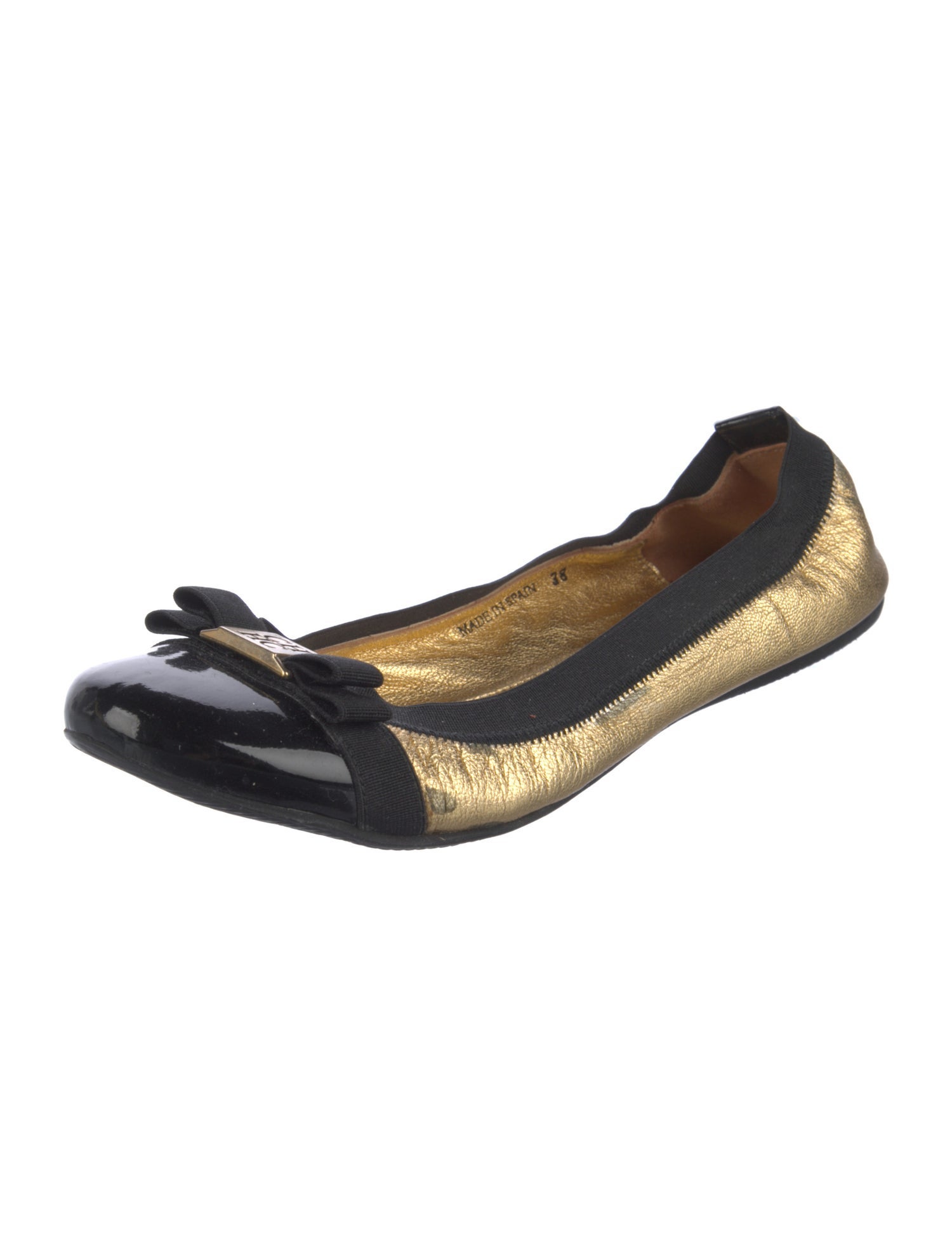 CH Carolina Herrera Leather Bow Accents Ballet Flats