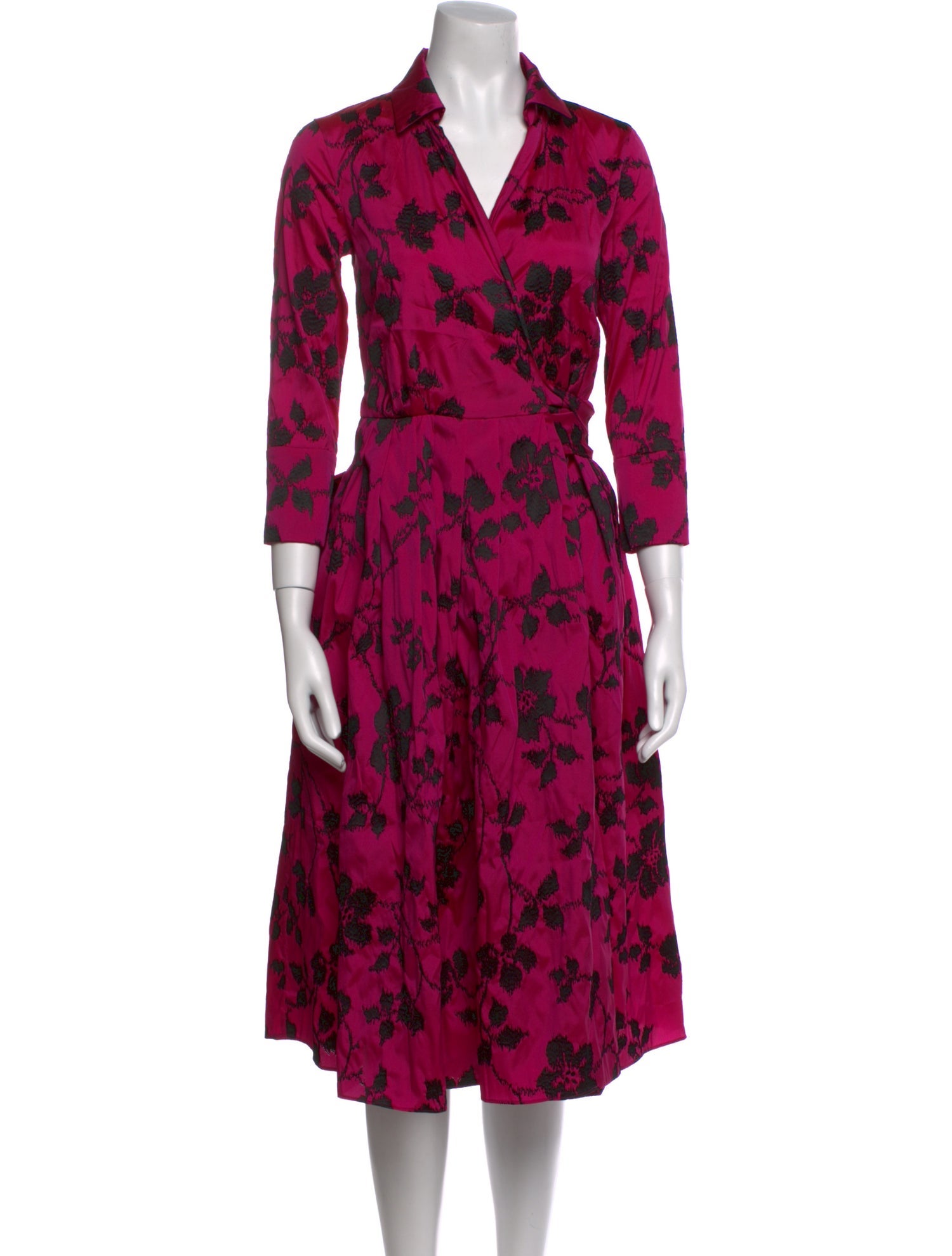 CH Carolina Herrera Floral Print Midi Length Dress