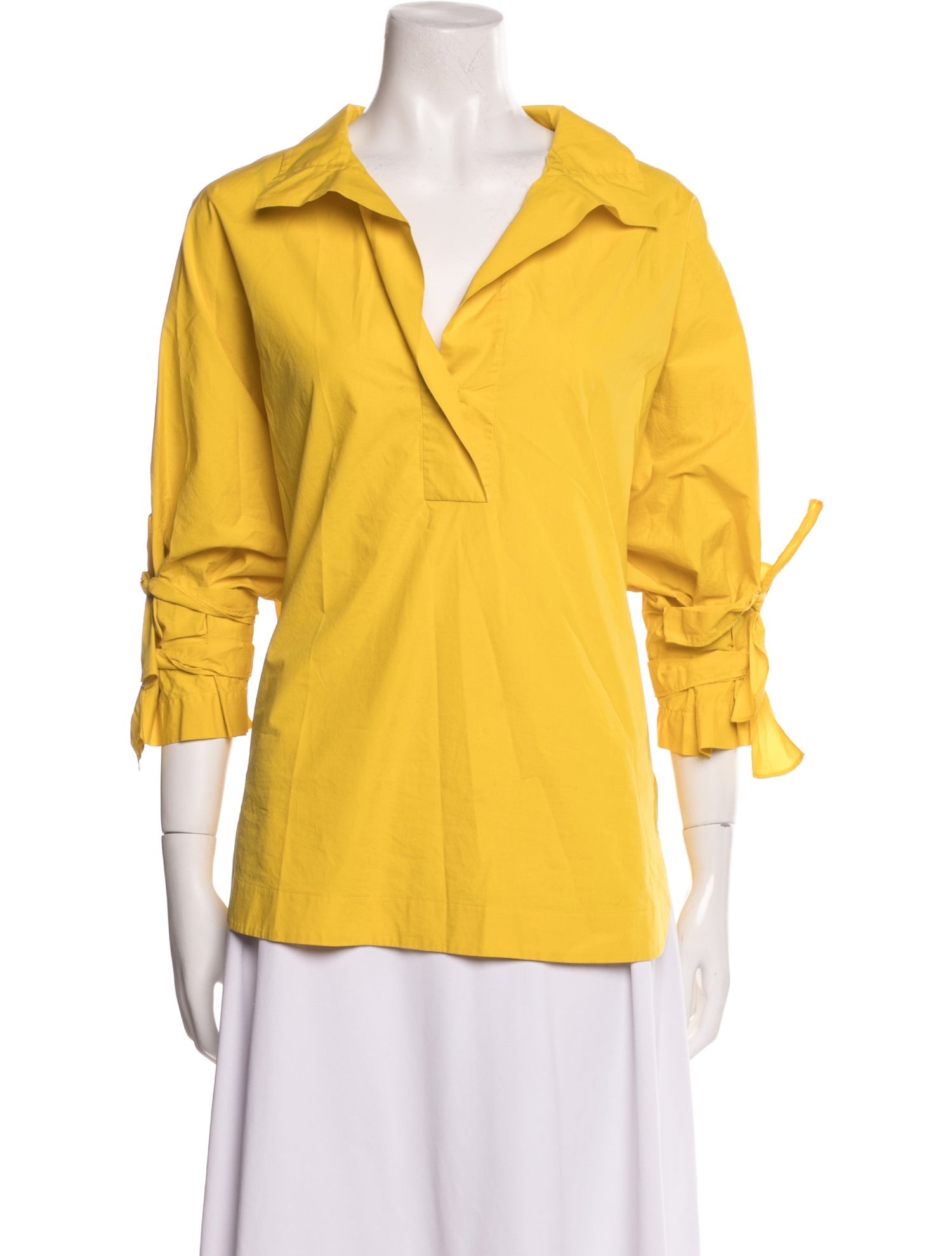 CH Carolina Herrera V-Neck Three-Quarter Sleeve Blouse