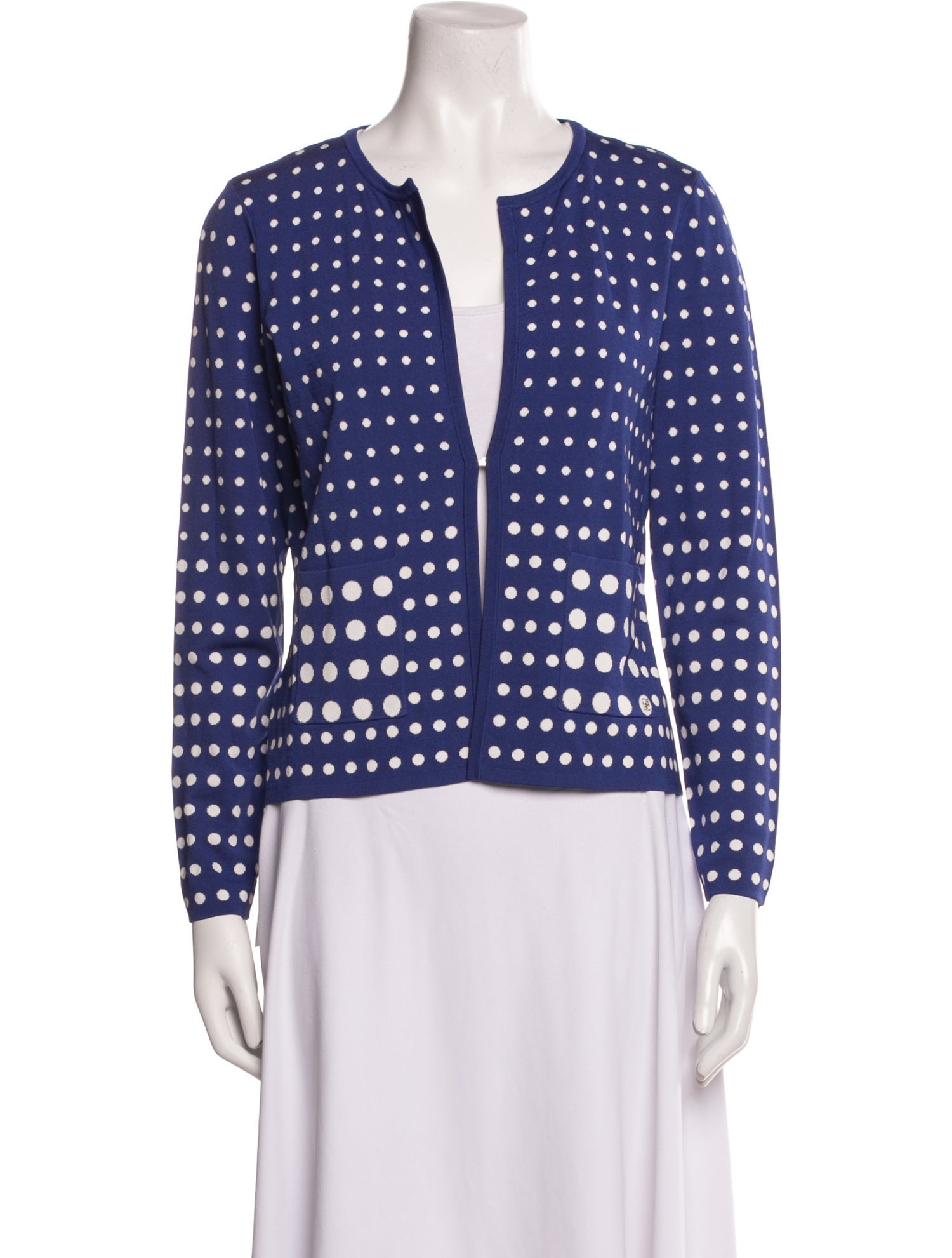 CH Carolina Herrera Polka Dot Print V-Neck Sweater