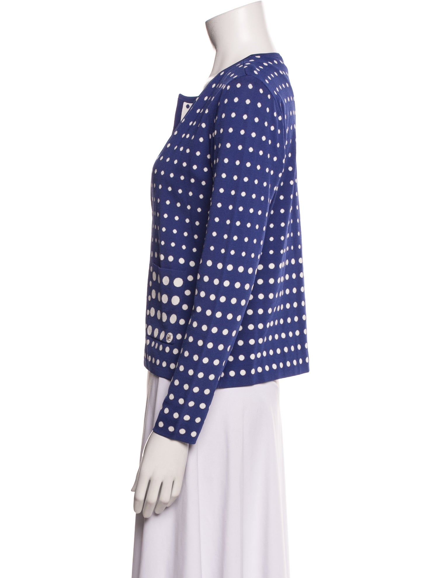 CH Carolina Herrera Polka Dot Print V-Neck Sweater