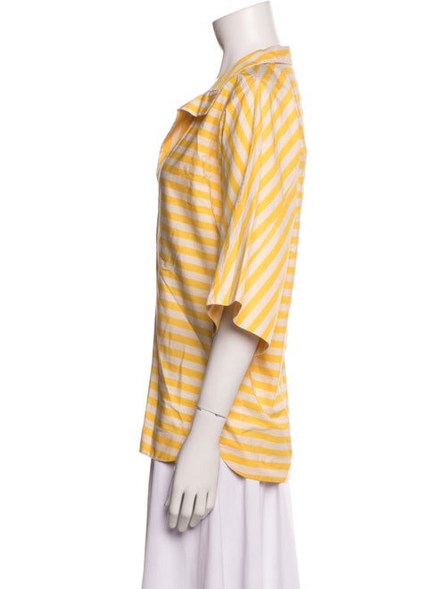 CH Carolina Herrera Striped V-Neck Button-Up Top