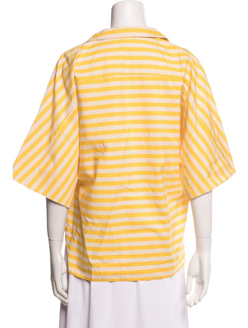 CH Carolina Herrera Striped V-Neck Button-Up Top