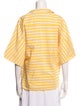 CH Carolina Herrera Striped V-Neck Button-Up Top