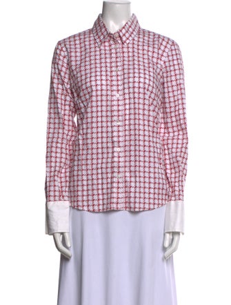CH Carolina Herrera Plaid Print Long Sleeve Button-Up Top