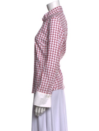CH Carolina Herrera Plaid Print Long Sleeve Button-Up Top