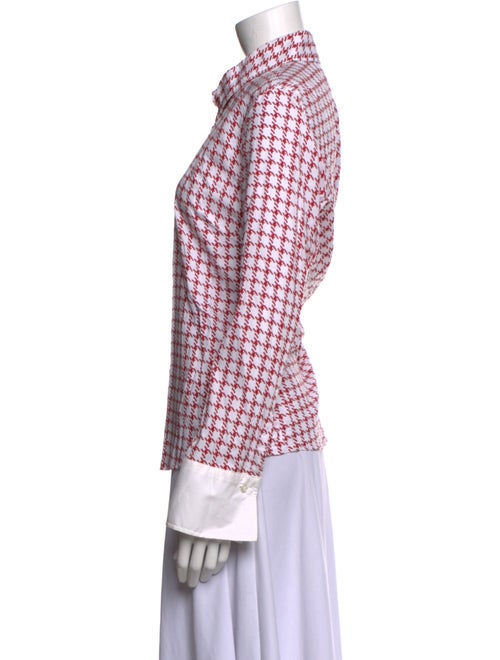 CH Carolina Herrera Plaid Print Long Sleeve Button-Up Top