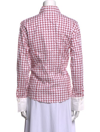 CH Carolina Herrera Plaid Print Long Sleeve Button-Up Top