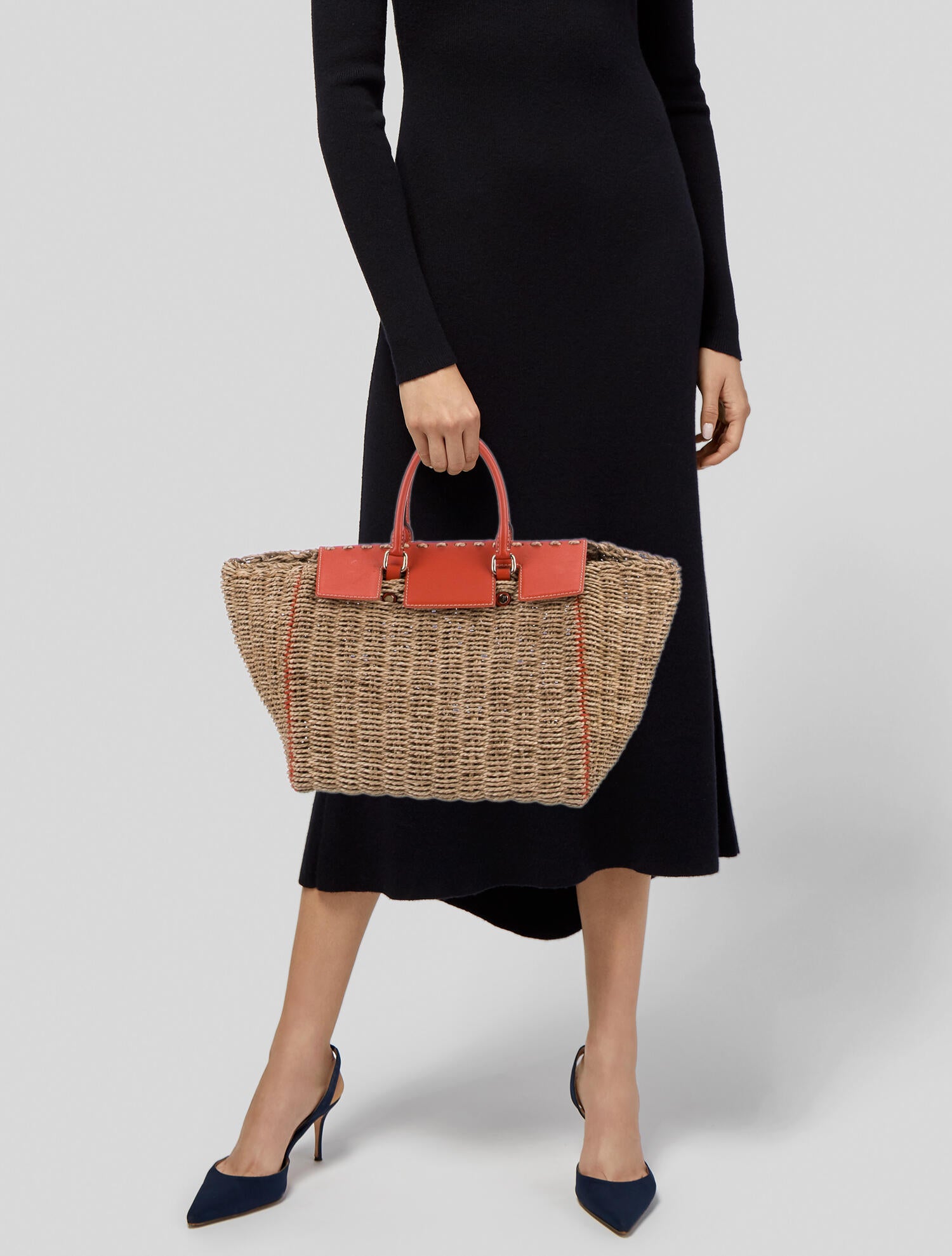 CH Carolina Herrera Straw Weekender Bag