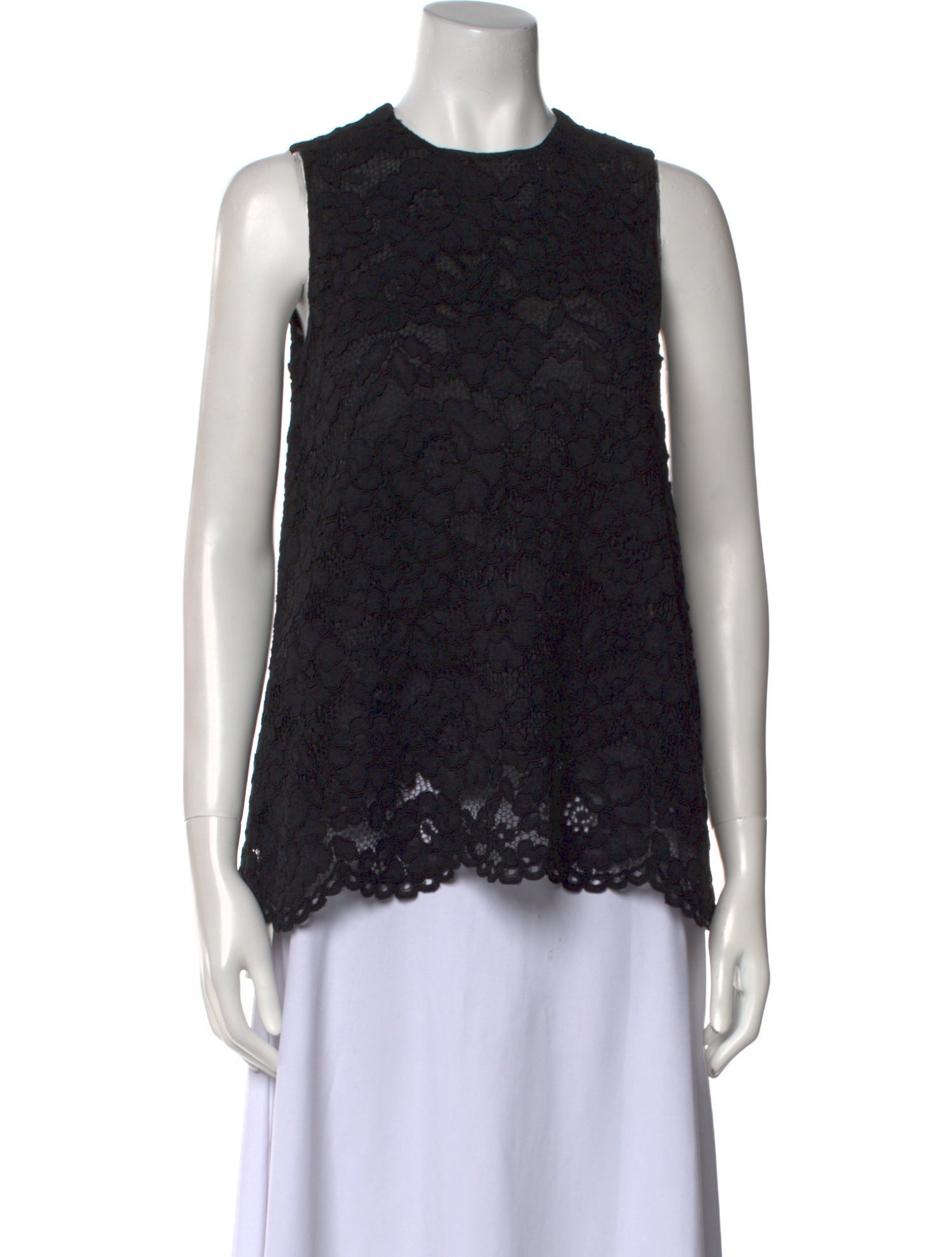 CH Carolina Herrera Lace Pattern Crew Neck Top