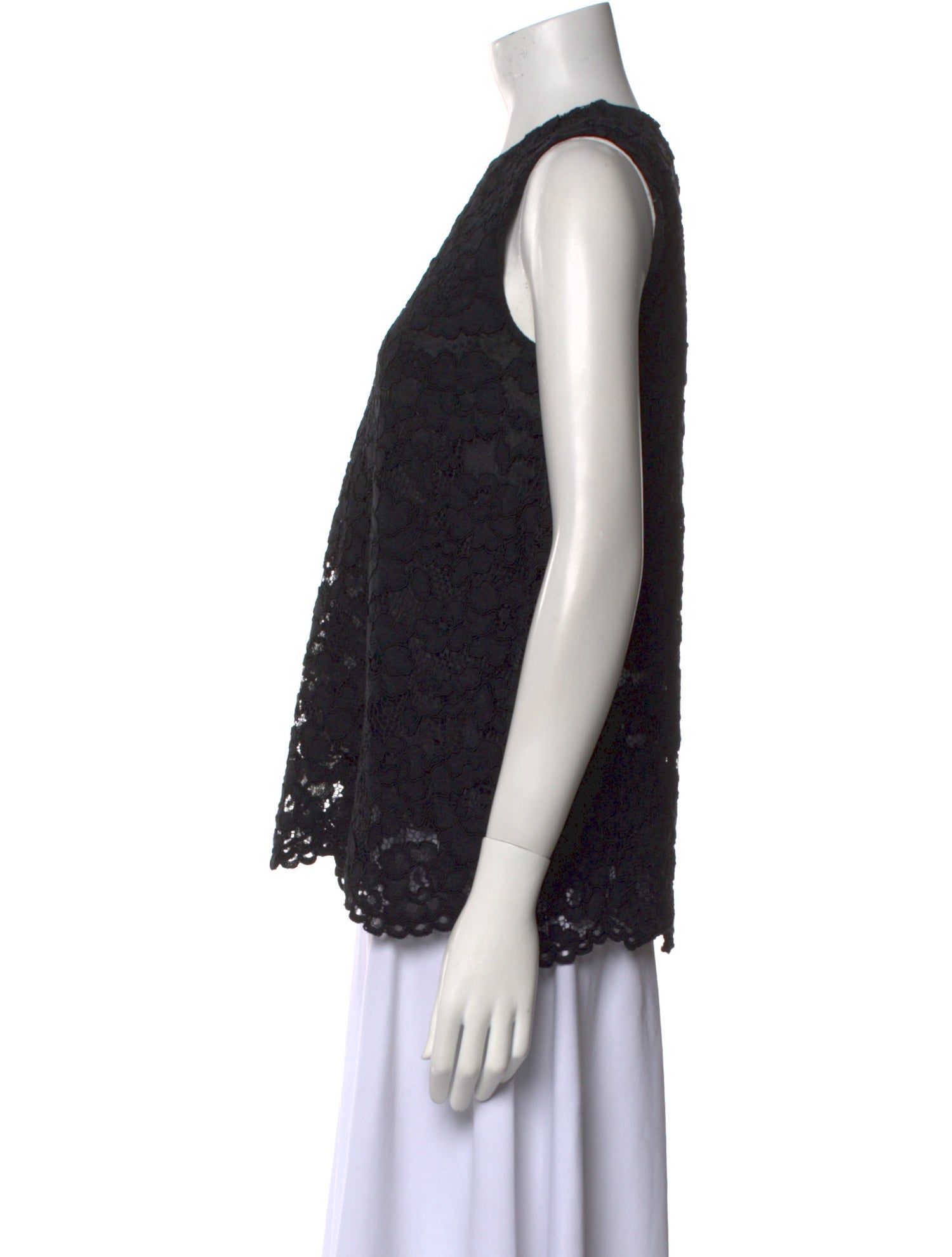 CH Carolina Herrera Lace Pattern Crew Neck Top