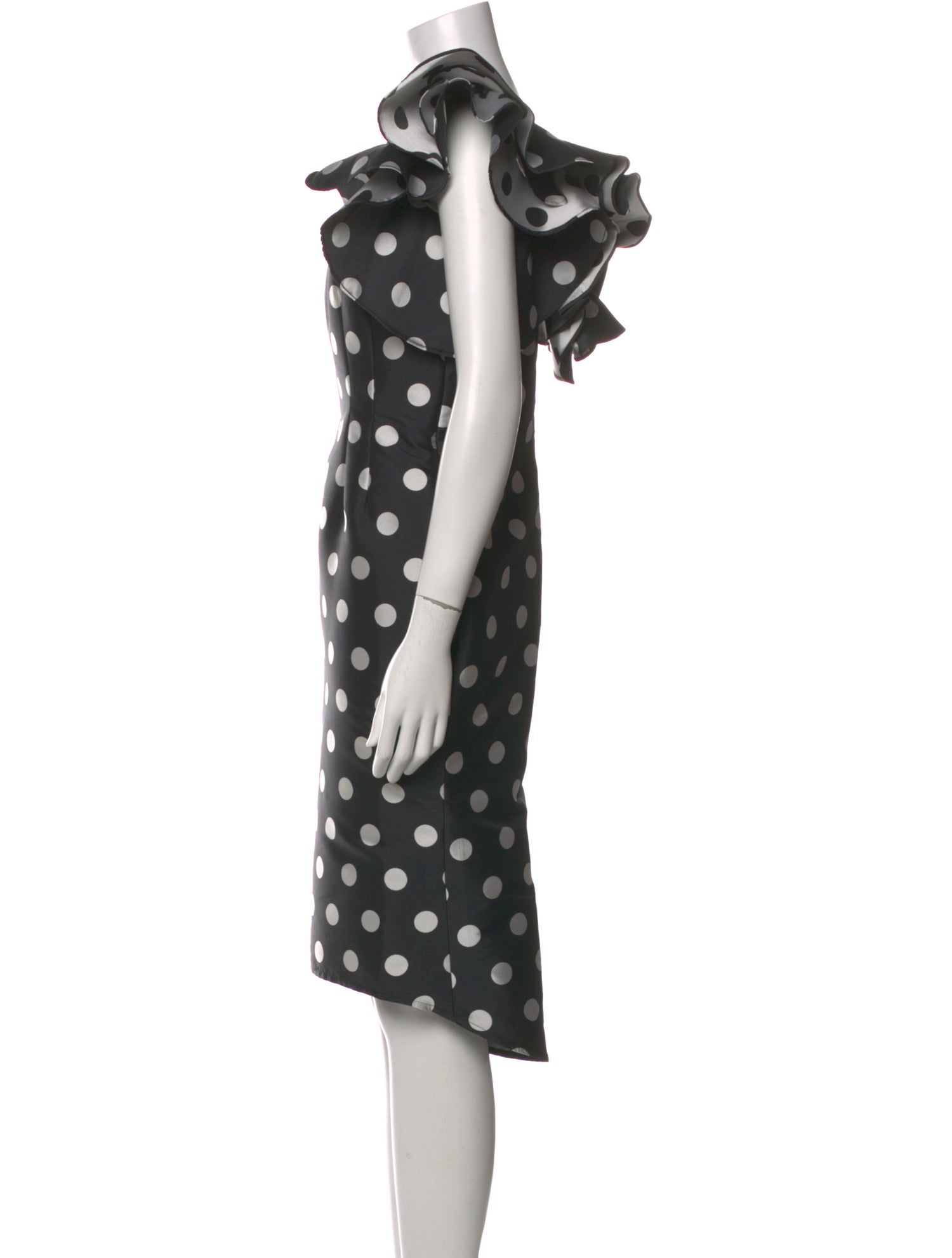 CH Carolina Herrera Polka Dot Print Midi Length Dress