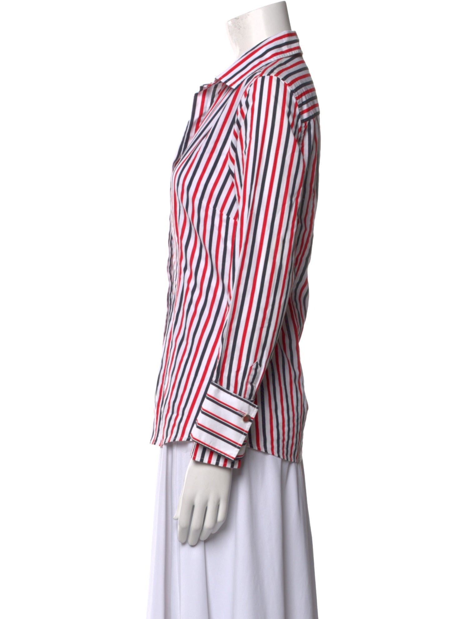 CH Carolina Herrera Striped Long Sleeve Button-Up Top