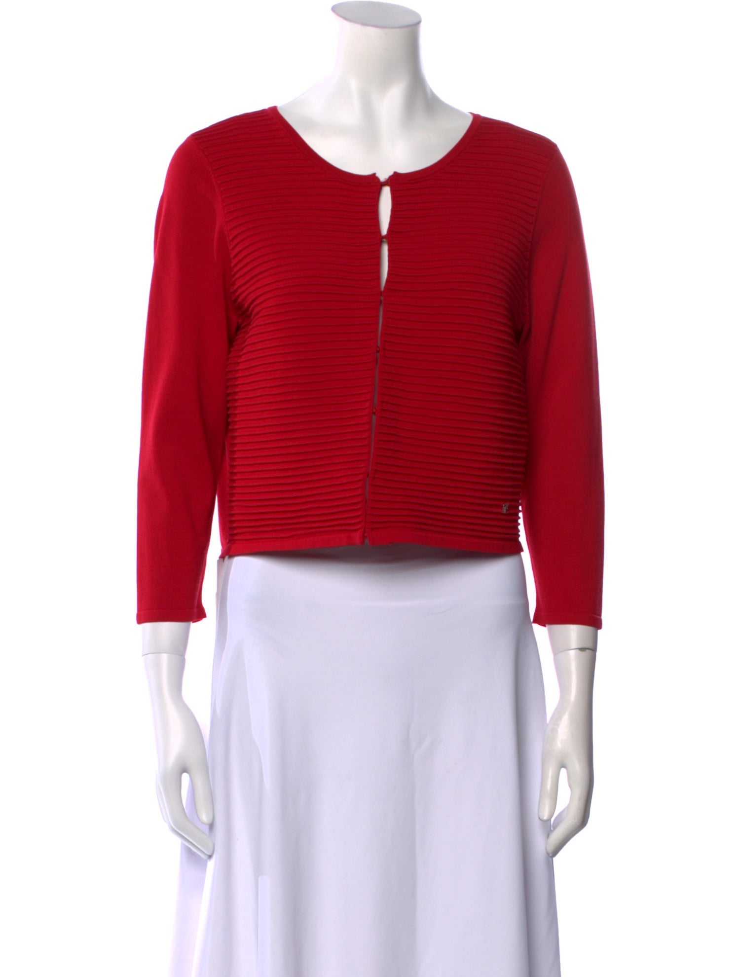 CH Carolina Herrera Silk Crew Neck Crop Top
