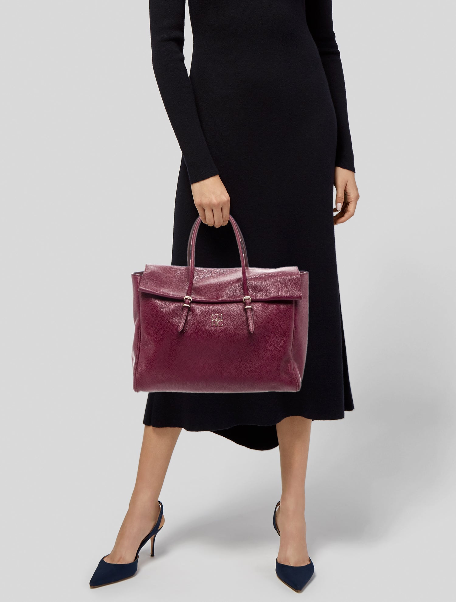 CH Carolina Herrera Leather Weekender Bag