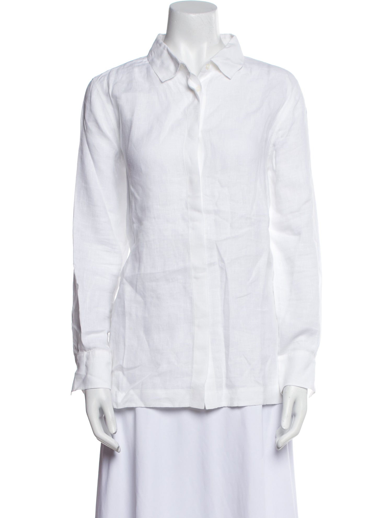 CH Carolina Herrera Linen Long Sleeve Button-Up Top