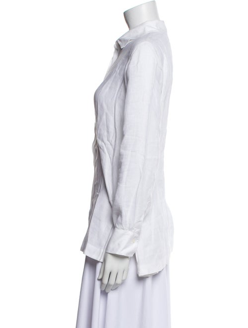 CH Carolina Herrera Linen Long Sleeve Button-Up Top