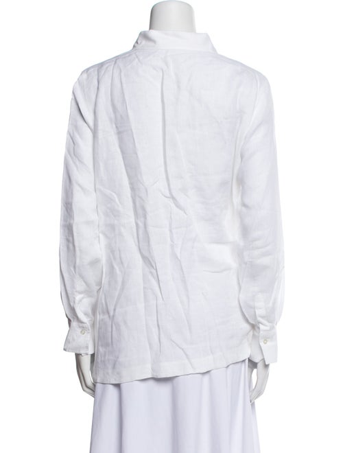 CH Carolina Herrera Linen Long Sleeve Button-Up Top