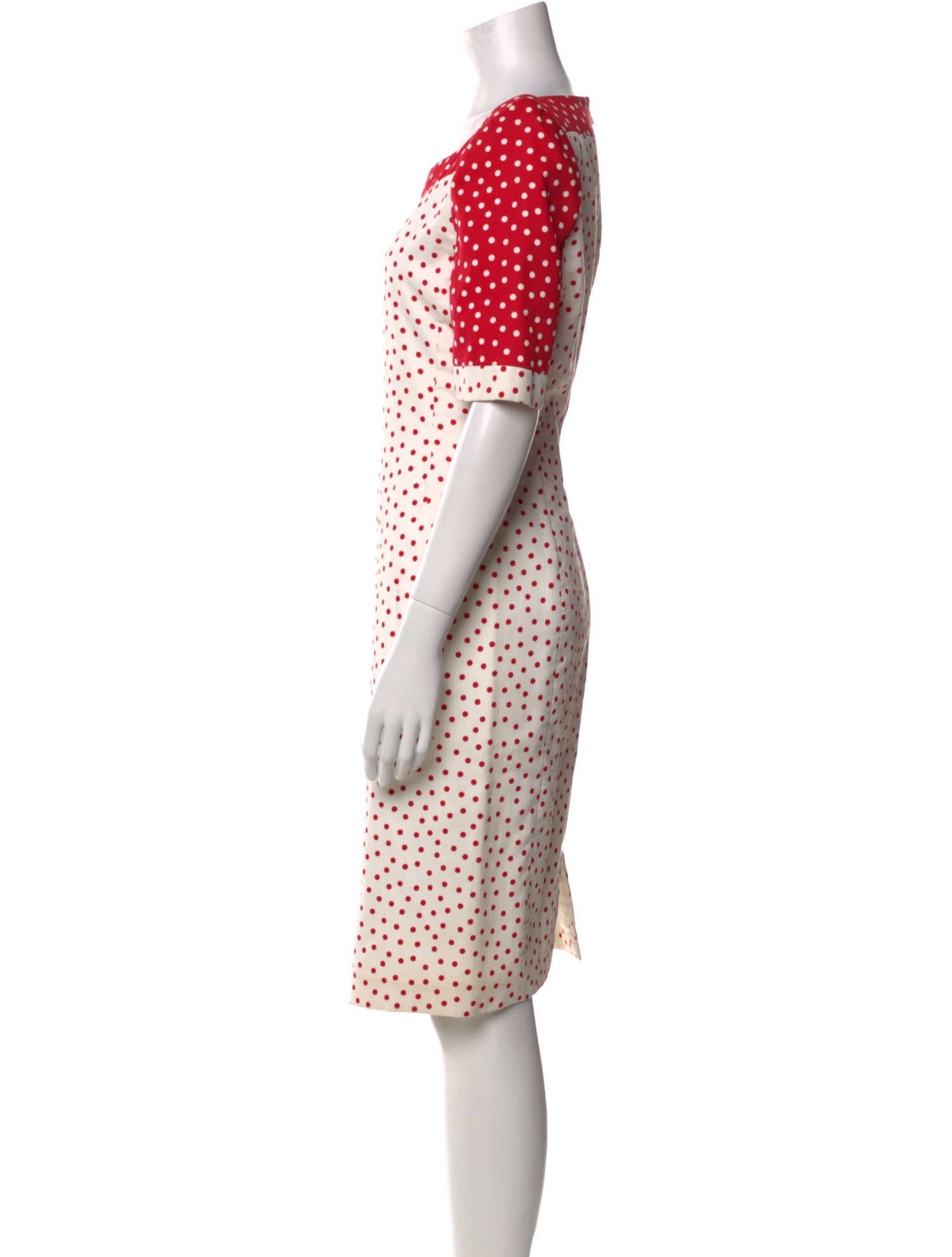 CH Carolina Herrera Polka Dot Print Midi Length Dress