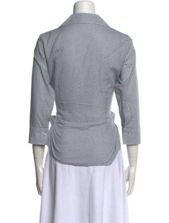 CH Carolina Herrera Plaid Print Three-Quarter Sleeve Button-Up Top