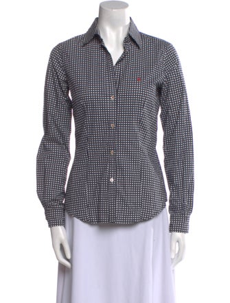 CH Carolina Herrera Plaid Print Long Sleeve Button-Up Top