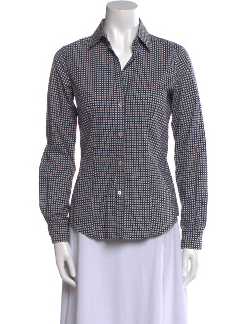 CH Carolina Herrera Plaid Print Long Sleeve Button-Up Top